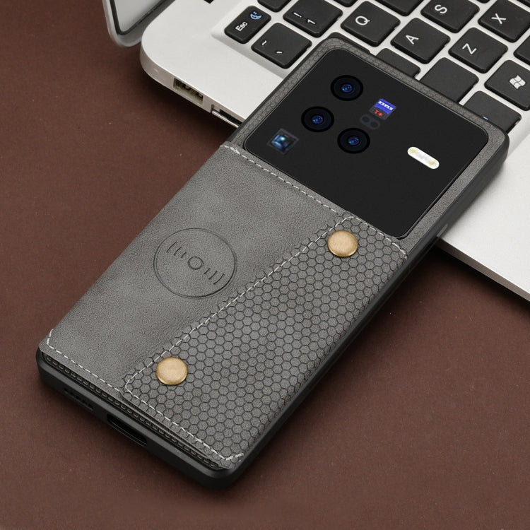 For vivo X80 Double Buckle Card Slots Magnetic Phone Case