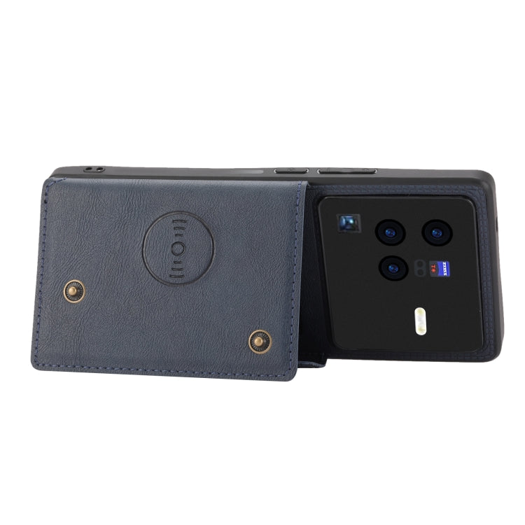For vivo X80 Double Buckle Card Slots Magnetic Phone Case