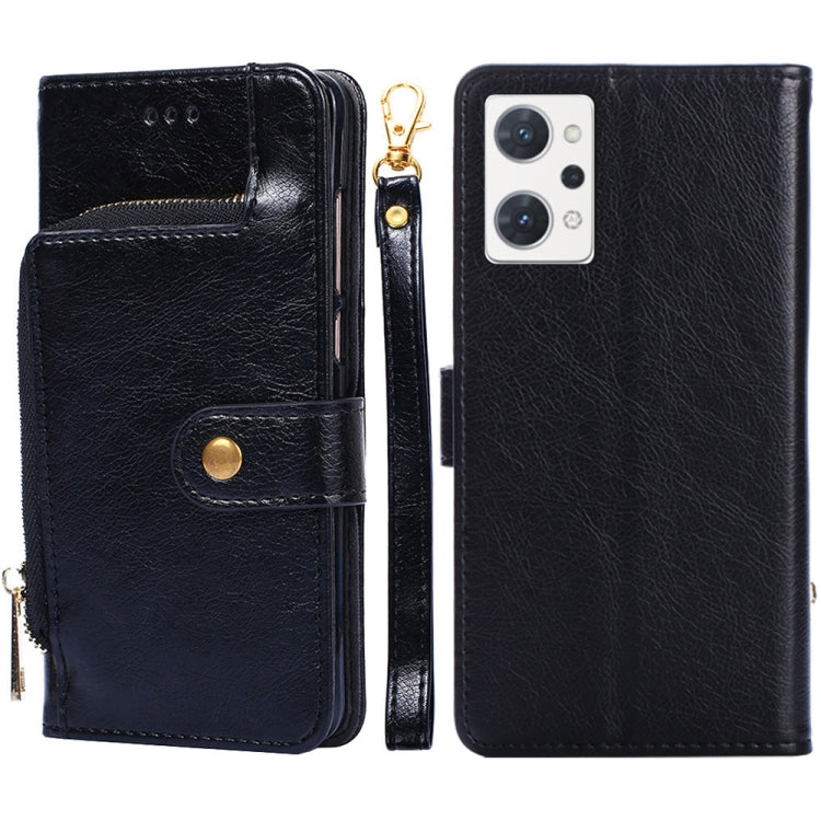 For OPPO Reno7 A JP Version Zipper Bag Leather Phone Case