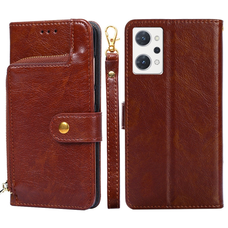 For OPPO Reno7 A JP Version Zipper Bag Leather Phone Case