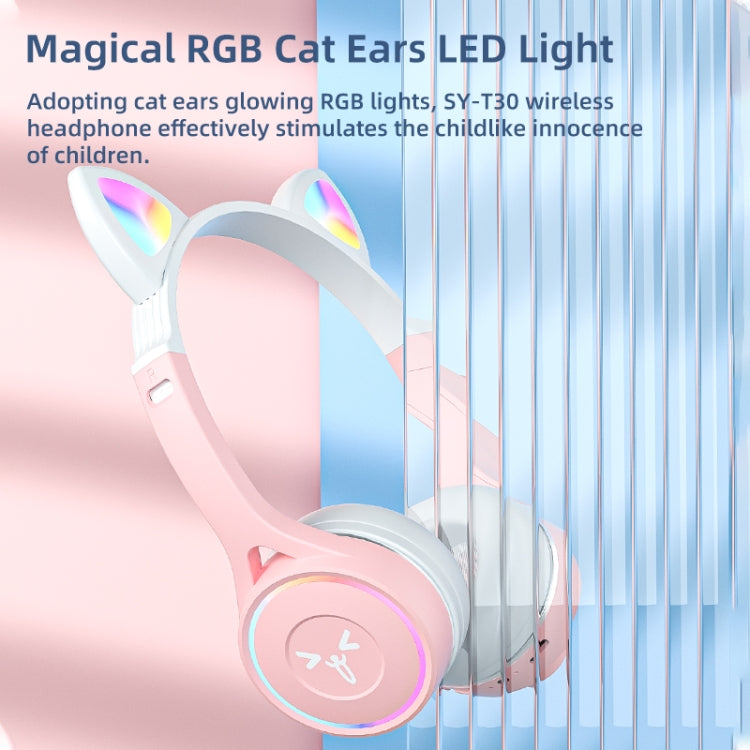 SOYTO SY-T30 RGB Cat Ear Children Bluetooth Wireless Noise Cancelling Ergonomic Gaming Headset