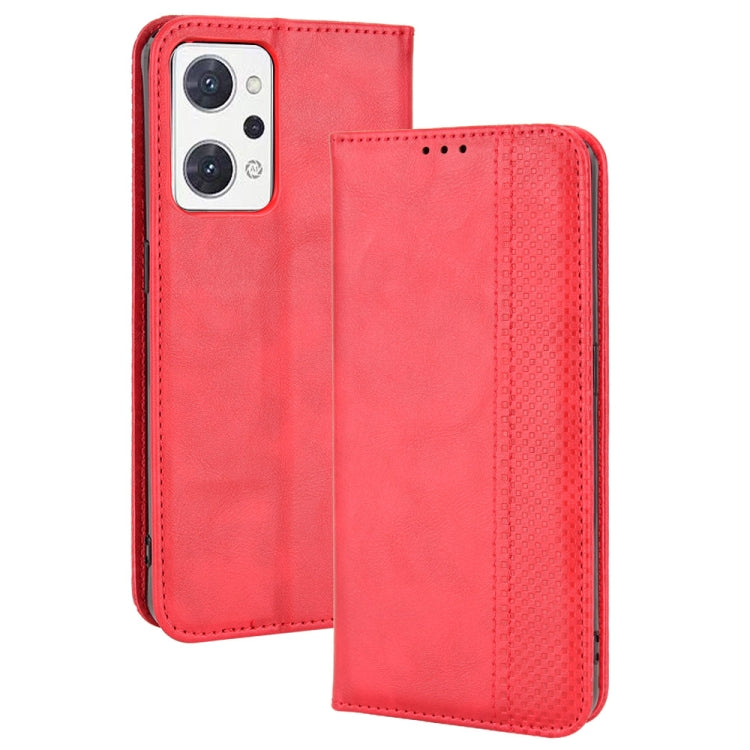 For OPPO Reno7 A Magnetic Buckle Retro Texture Leather Phone Case