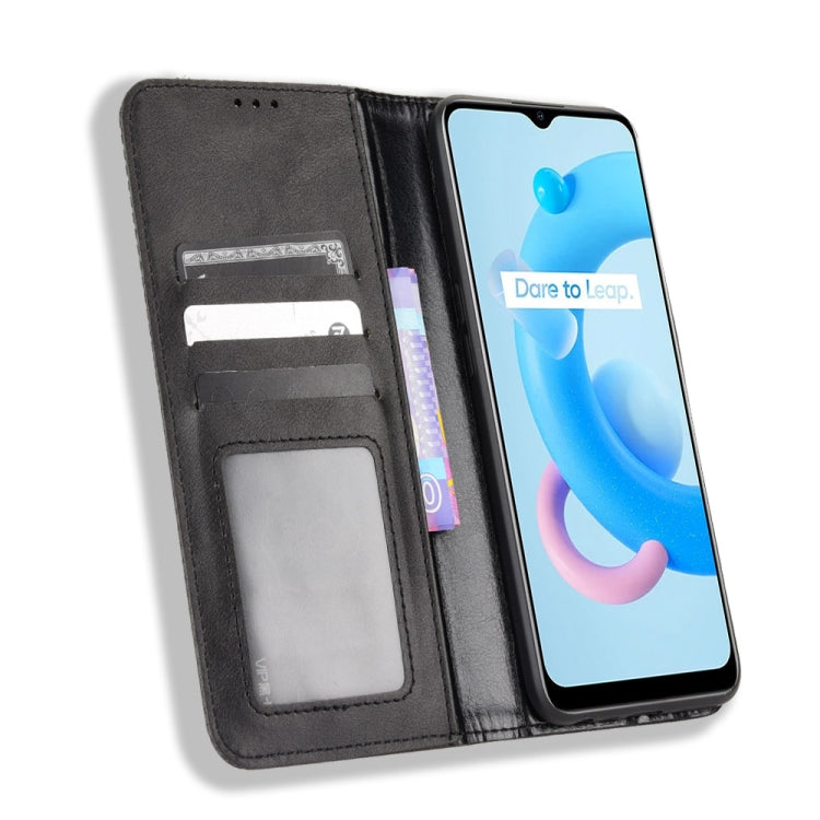 For Realme V20 5G Magnetic Buckle Retro Texture Leather Phone Case