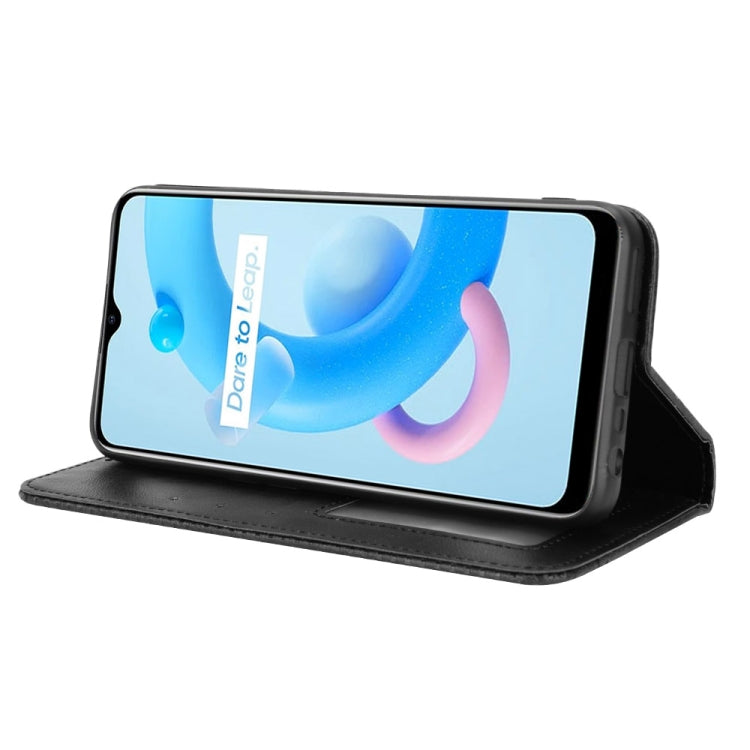 For Realme V20 5G Magnetic Buckle Retro Texture Leather Phone Case