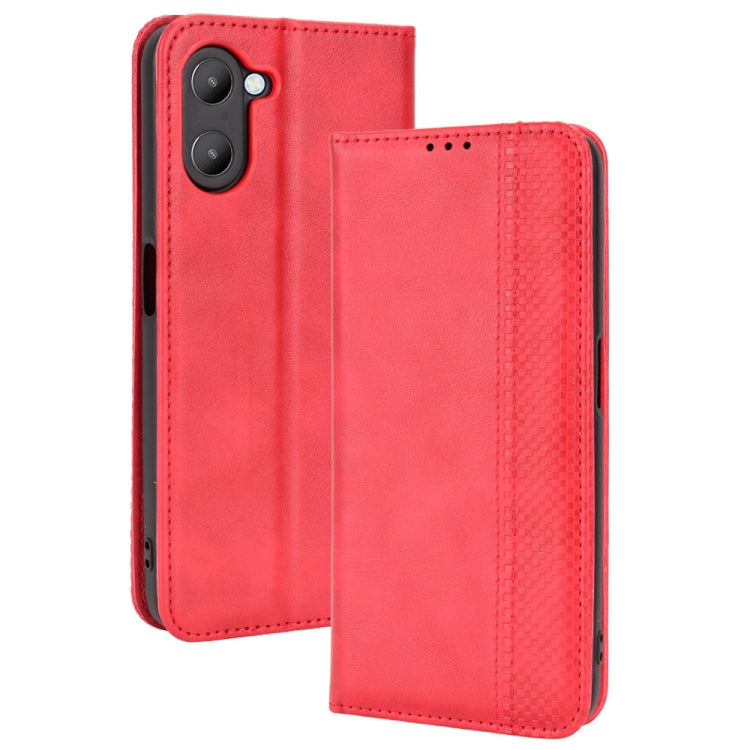 For Realme V20 5G Magnetic Buckle Retro Texture Leather Phone Case