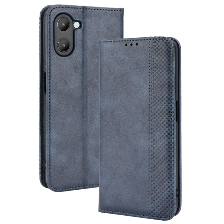 For Realme V20 5G Magnetic Buckle Retro Texture Leather Phone Case