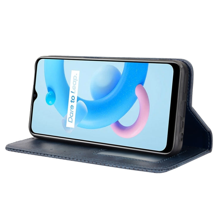 For Realme V20 5G Magnetic Buckle Retro Texture Leather Phone Case