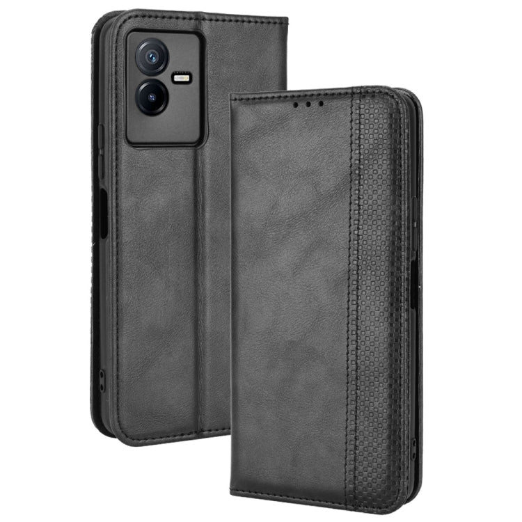 For vivo T2X 5G Magnetic Buckle Retro Texture Leather Phone Case