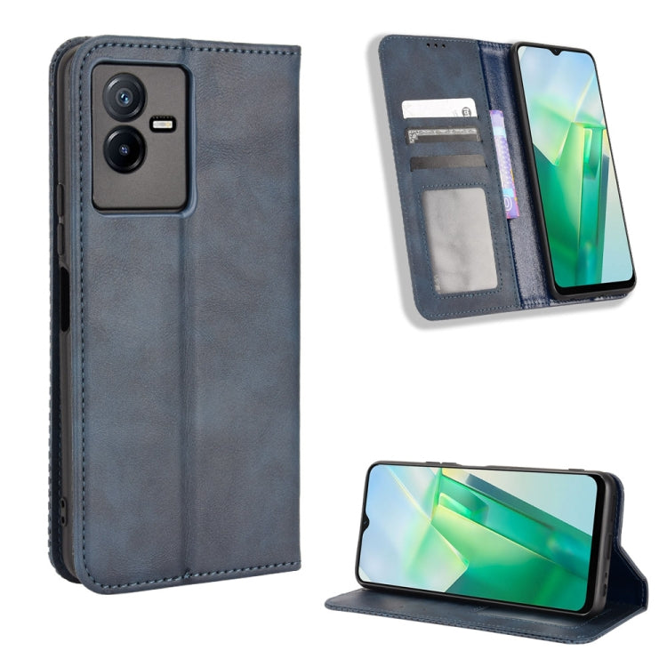 For vivo T2X 5G Magnetic Buckle Retro Texture Leather Phone Case