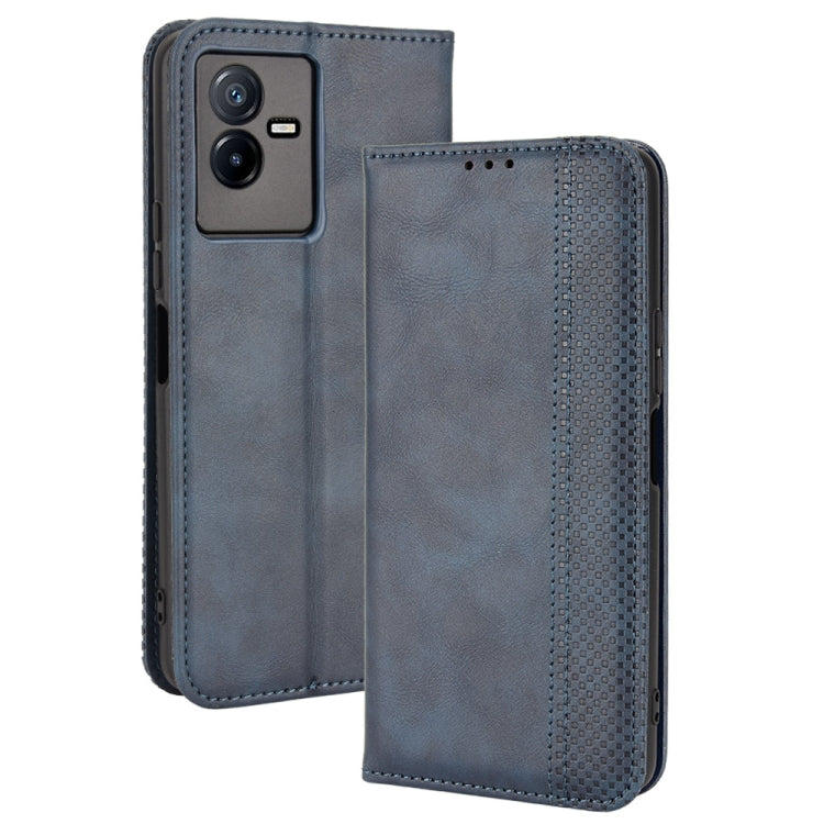 For vivo T2X 5G Magnetic Buckle Retro Texture Leather Phone Case