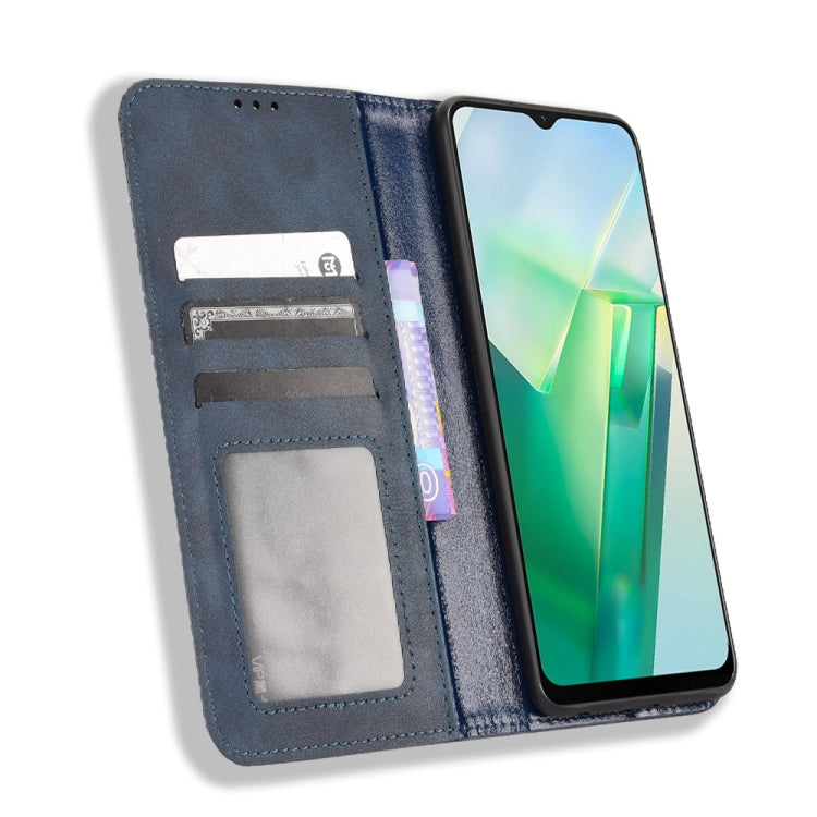 For vivo T2X 5G Magnetic Buckle Retro Texture Leather Phone Case