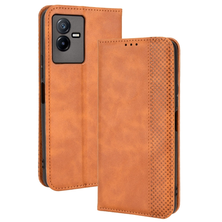 For vivo T2X 5G Magnetic Buckle Retro Texture Leather Phone Case
