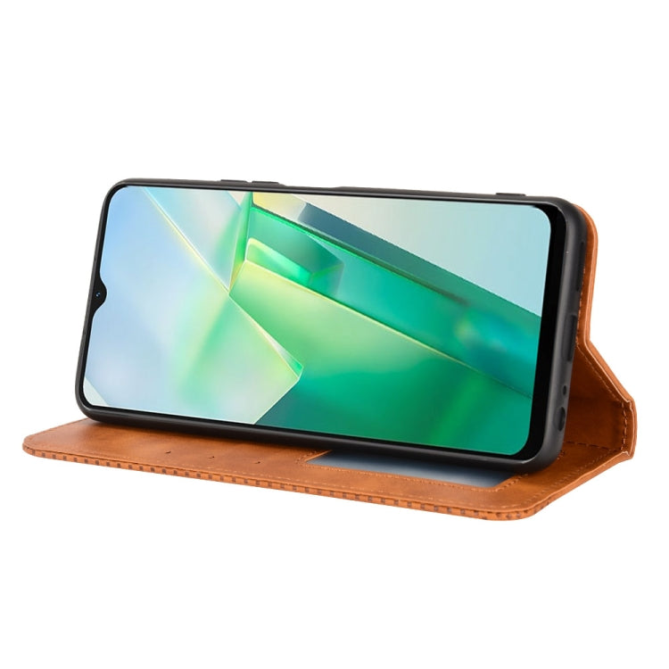 For vivo T2X 5G Magnetic Buckle Retro Texture Leather Phone Case