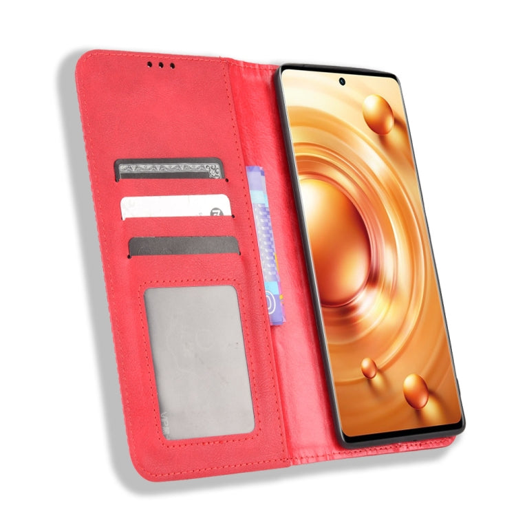 For vivo X80 Pro 5G Magnetic Buckle Retro Texture Leather Phone Case