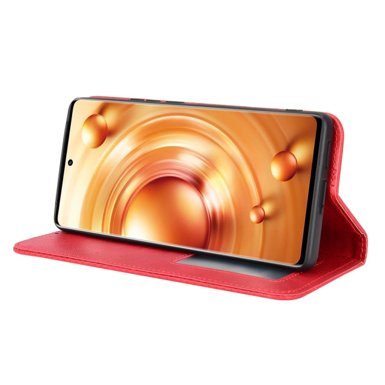 For vivo X80 Pro 5G Magnetic Buckle Retro Texture Leather Phone Case