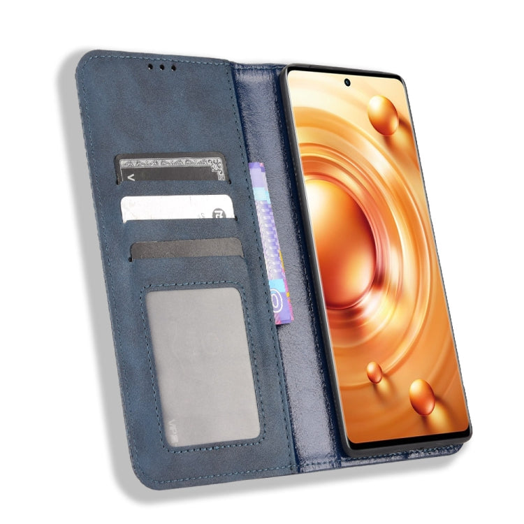 For vivo X80 Pro 5G Magnetic Buckle Retro Texture Leather Phone Case