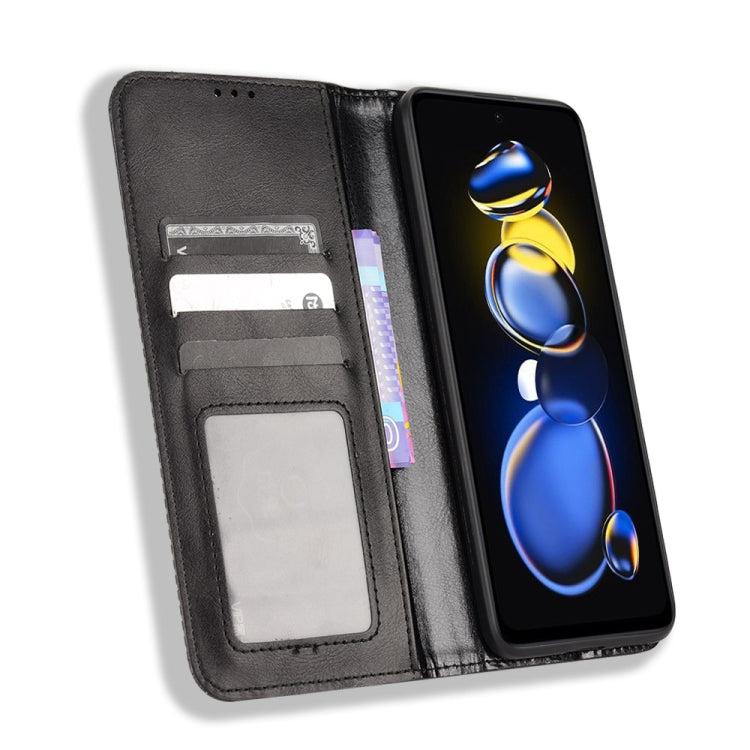 For Xiaomi Redmi Note 11T Pro 5G Magnetic Buckle Retro Texture Leather Phone Case