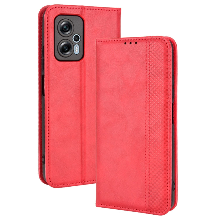 For Xiaomi Redmi Note 11T Pro 5G Magnetic Buckle Retro Texture Leather Phone Case
