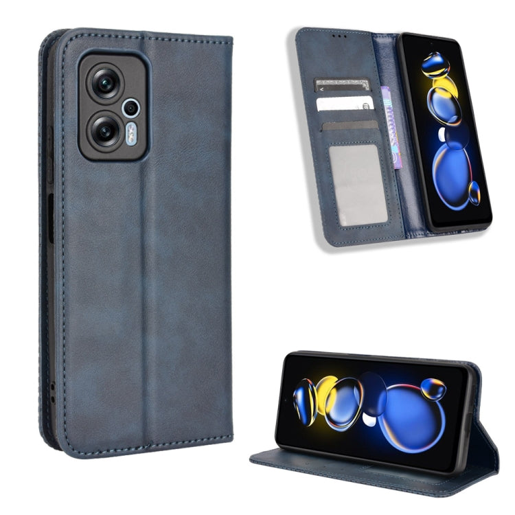 For Xiaomi Redmi Note 11T Pro 5G Magnetic Buckle Retro Texture Leather Phone Case