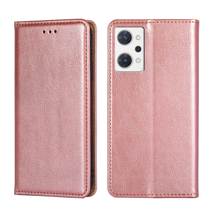 For OPPO Reno7 A JP Version Gloss Oil Solid Color Magnetic Flip Leather Phone Case