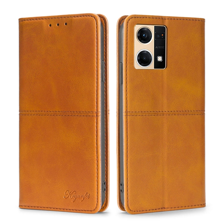 For OPPO Reno7 4G/F21 Pro 4G Cow Texture Magnetic Horizontal Flip Leather Phone Case