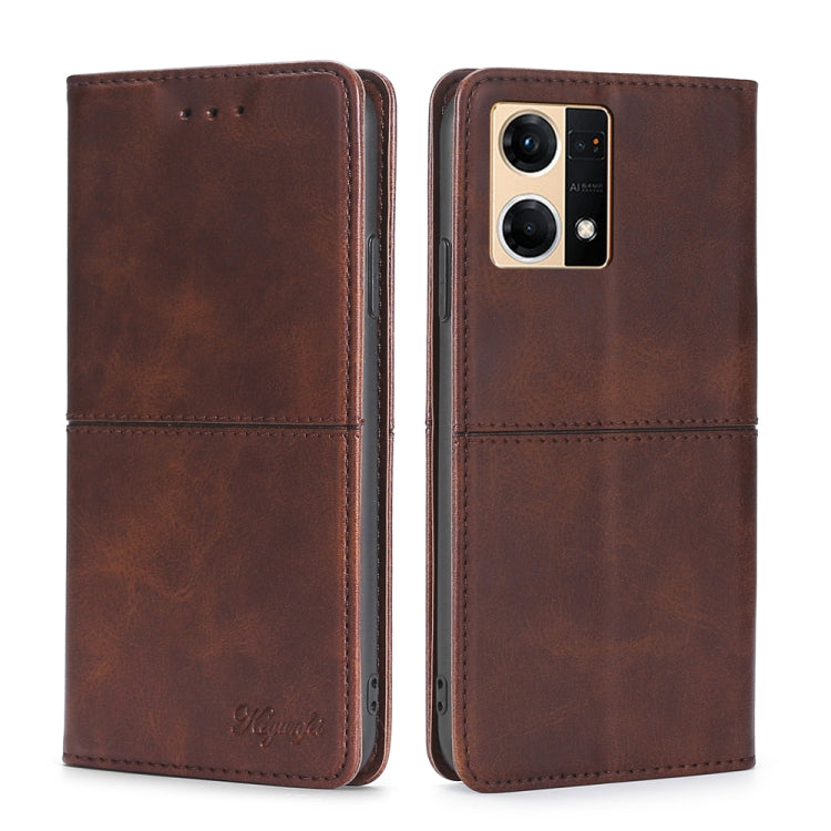 For OPPO Reno7 4G/F21 Pro 4G Cow Texture Magnetic Horizontal Flip Leather Phone Case