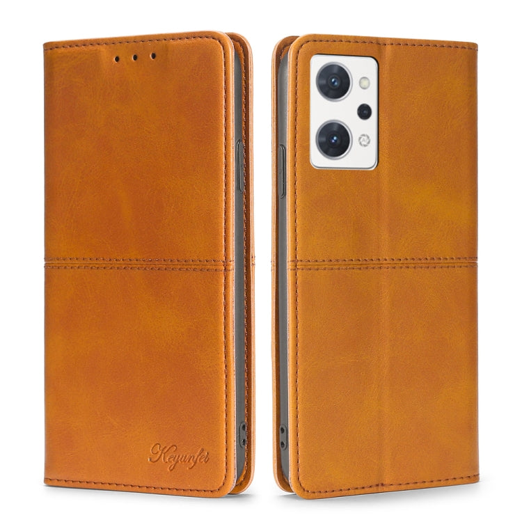 For OPPO Reno7 A Japan Version Cow Texture Magnetic Horizontal Flip Leather Phone Case