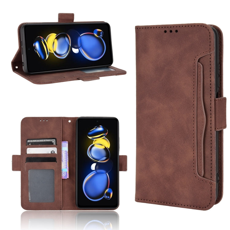 For Xiaomi Redmi Note 11T Pro 5G Skin Feel Calf Texture Card Slots Leather Phone Case