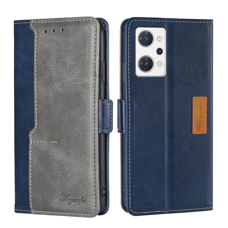For OPPO Reno7 A JP Version Contrast Color Side Buckle Leather Phone Case