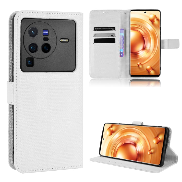 For vivo X80 Pro 5G Diamond Texture Leather Phone Case