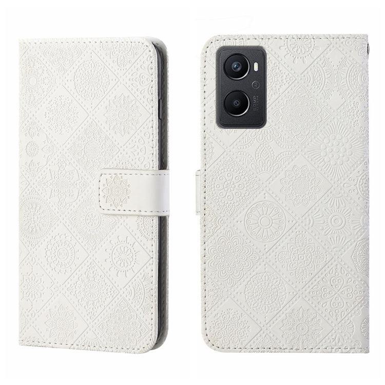 For OPPO A96 4G Ethnic Style Embossed Pattern Leather Phone Case