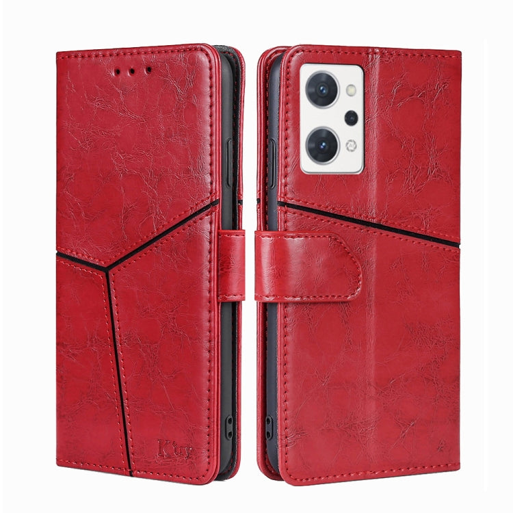 For OPPO Reno7 A JP Version Geometric Stitching Horizontal Flip Leather Phone Case