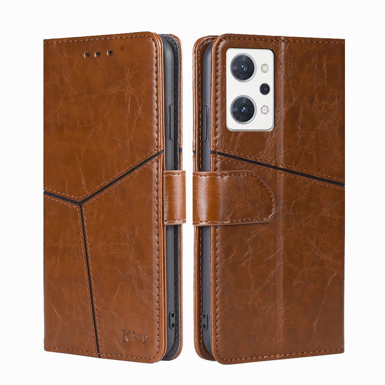 For OPPO Reno7 A JP Version Geometric Stitching Horizontal Flip Leather Phone Case