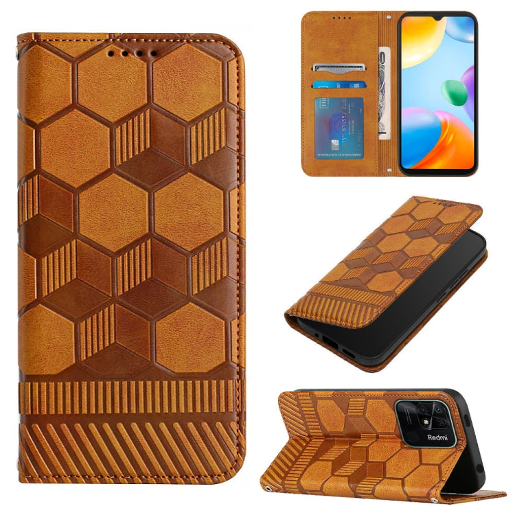 For Xiaomi Redmi 10C / 10 India Football Texture Magnetic Leather Flip Phone Case