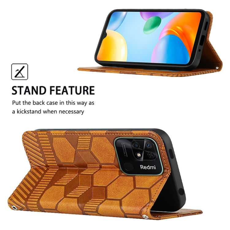 For Xiaomi Redmi 10C / 10 India Football Texture Magnetic Leather Flip Phone Case