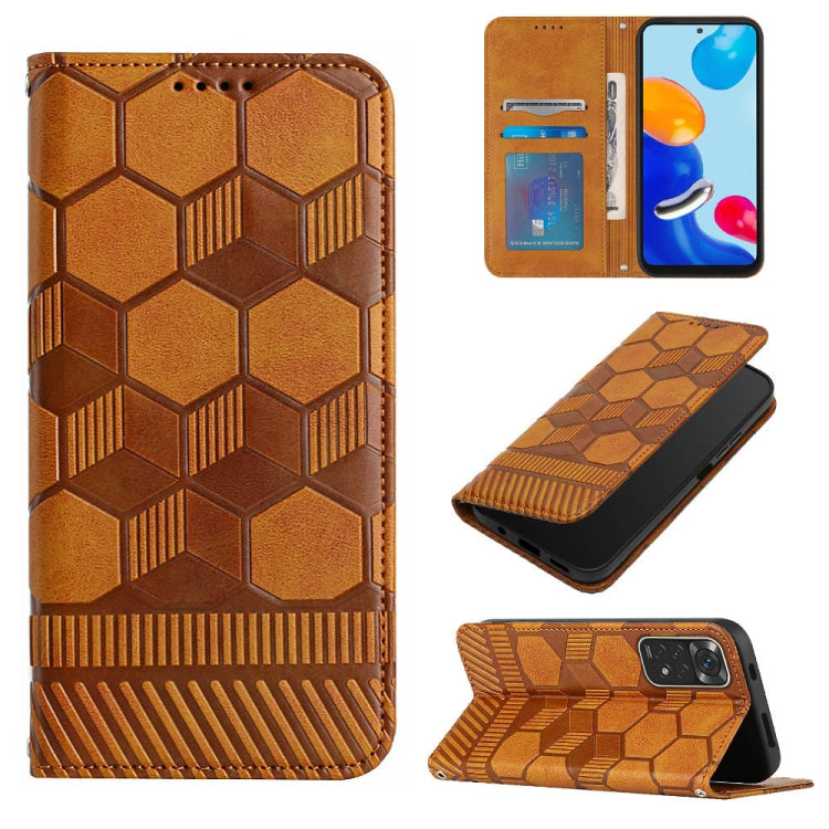 For Xiaomi Redmi Note 11 Global 2022 / Note 11S 4G Football Texture Magnetic Leather Flip Phone Case