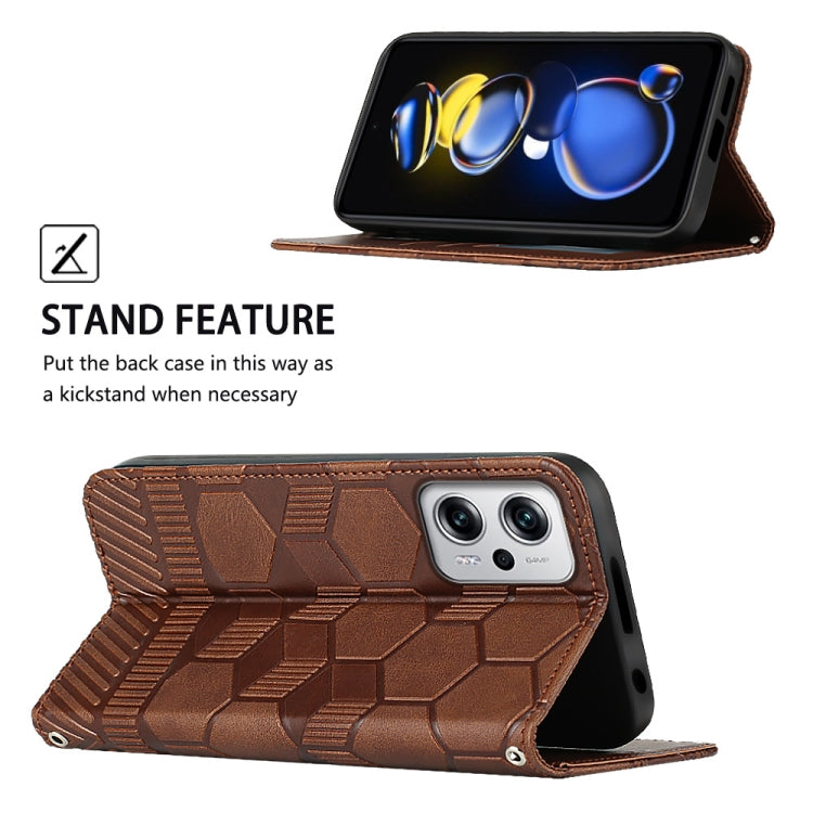 For Xiaomi Redmi Note 11T Pro Football Texture Magnetic Leather Flip Phone Case