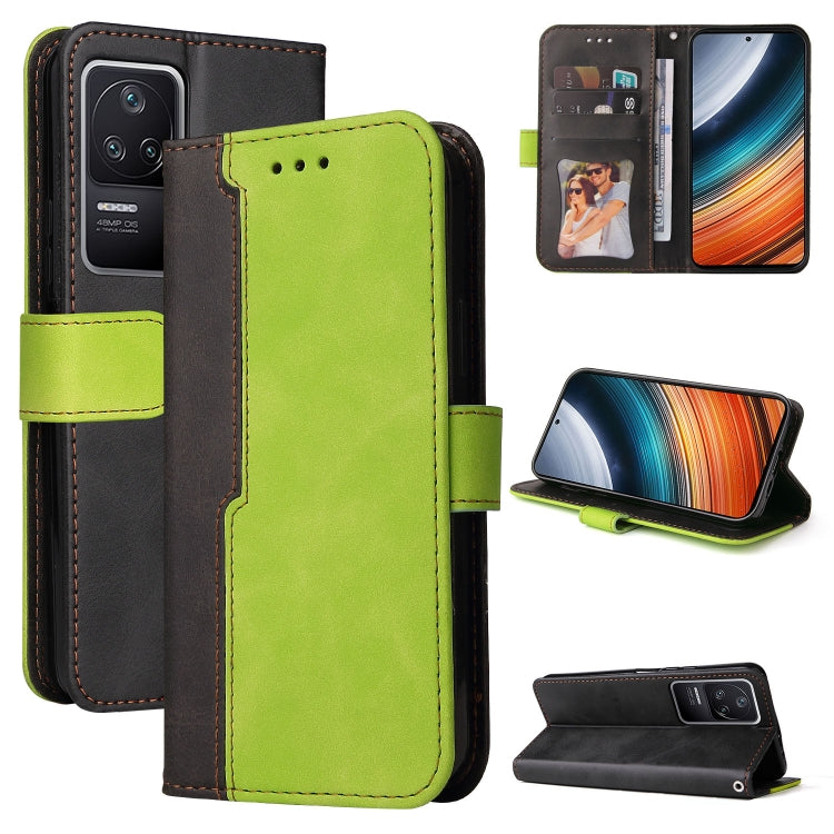 For Xiaomi Redmi K40S / Poco F4 Stitching-color Leather Phone Case