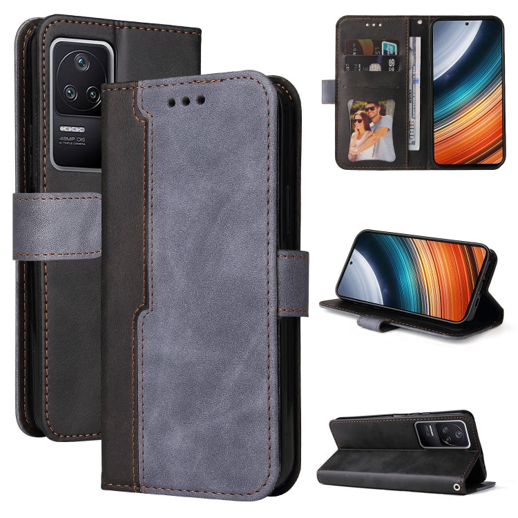 For Xiaomi Redmi K40S / Poco F4 Stitching-color Leather Phone Case