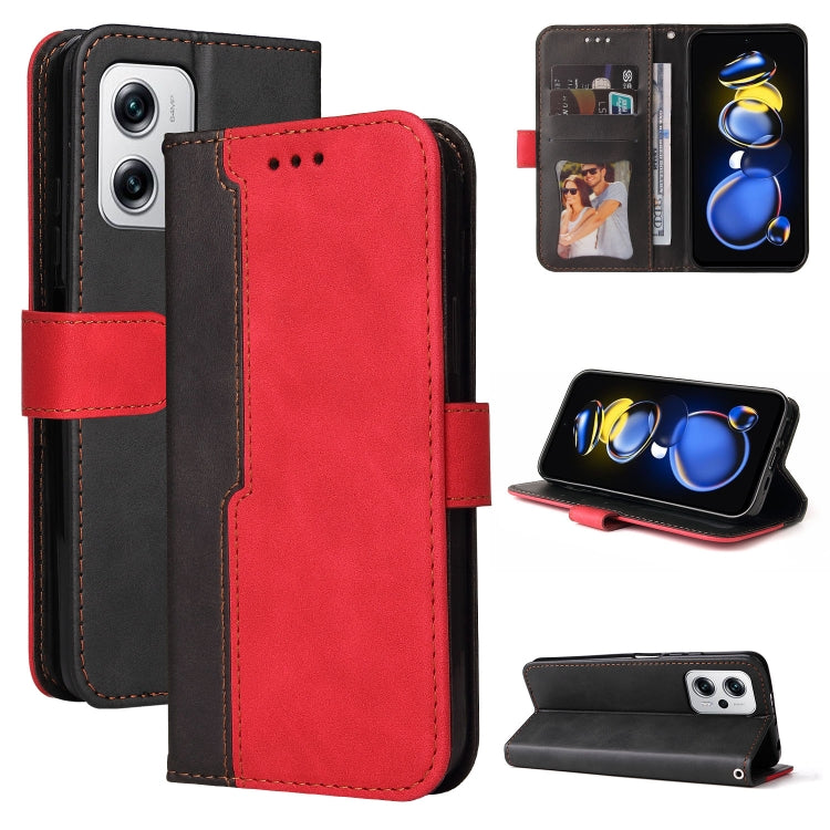 For Xiaomi Redmi Note 11T Pro/Poco X4 GT Stitching-color Leather Phone Case