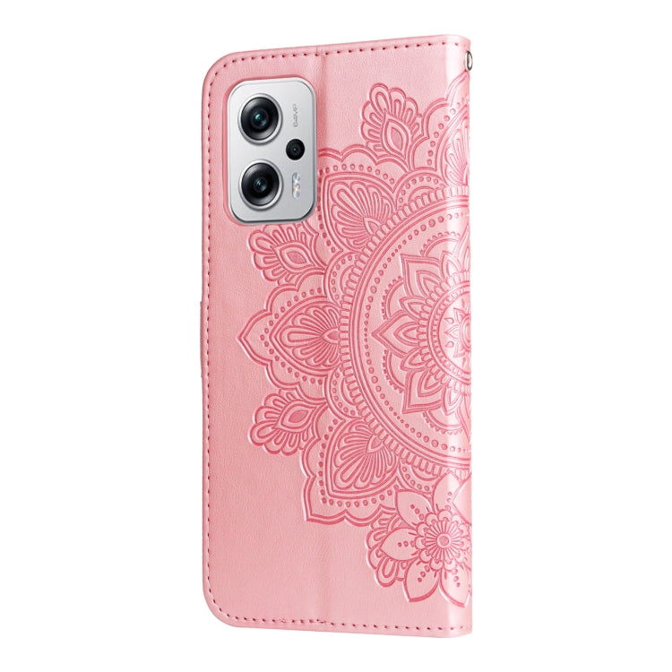 For Xiaomi Redmi Note 11T Pro/Poco X4 GT 7-petal Flowers Embossing Leather Case