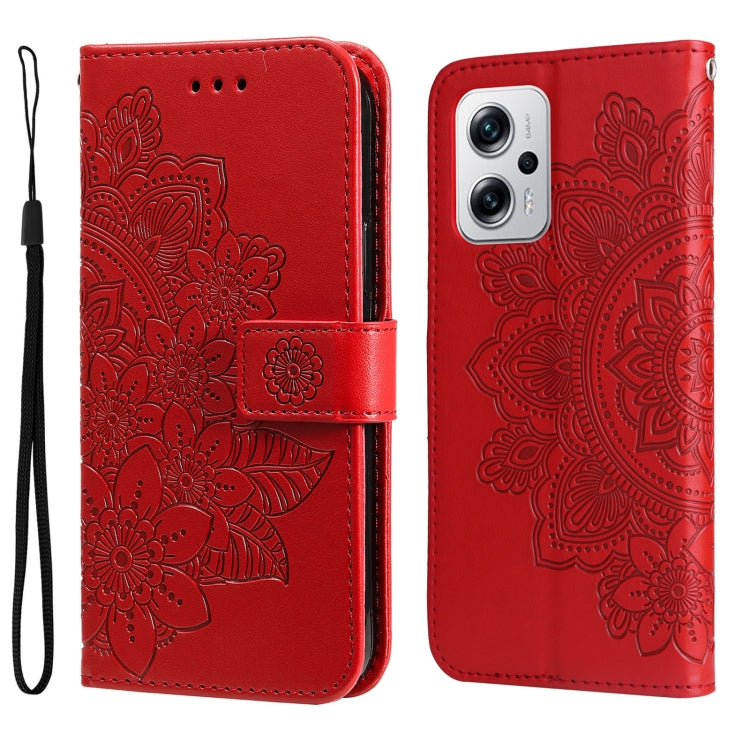 For Xiaomi Redmi Note 11T Pro/Poco X4 GT 7-petal Flowers Embossing Leather Case