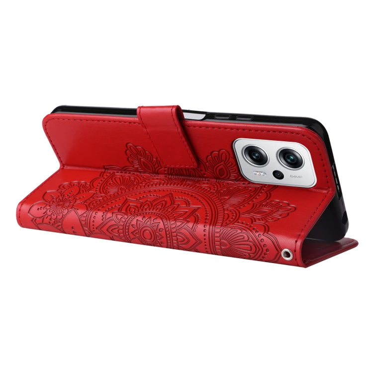 For Xiaomi Redmi Note 11T Pro/Poco X4 GT 7-petal Flowers Embossing Leather Case