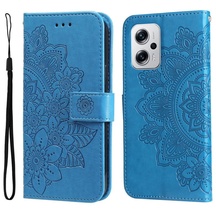 For Xiaomi Redmi Note 11T Pro/Poco X4 GT 7-petal Flowers Embossing Leather Case