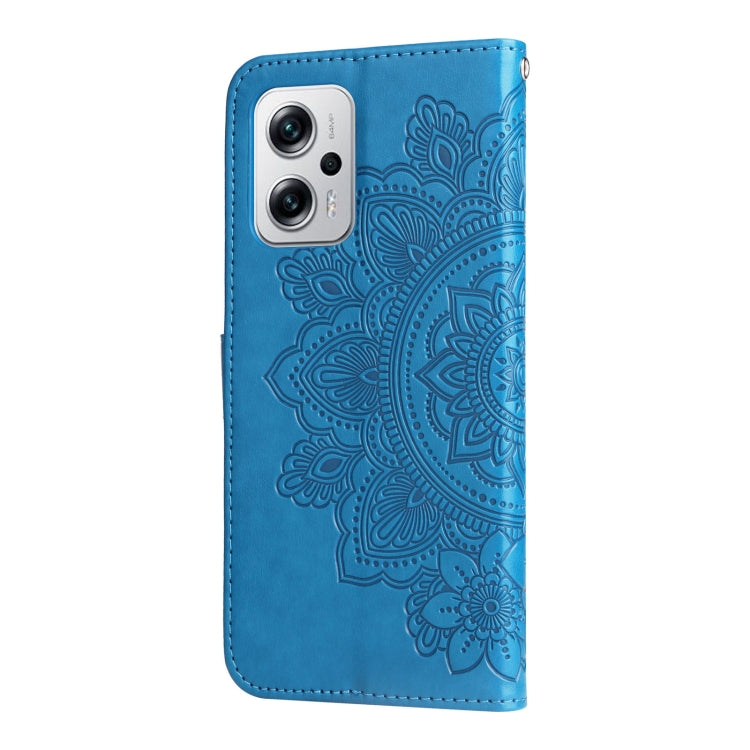 For Xiaomi Redmi Note 11T Pro/Poco X4 GT 7-petal Flowers Embossing Leather Case