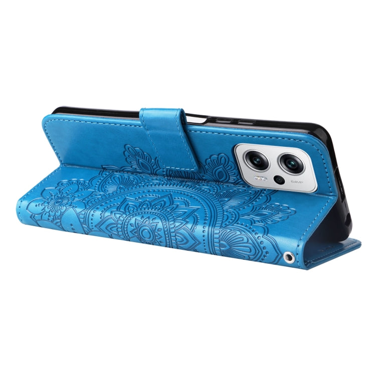 For Xiaomi Redmi Note 11T Pro/Poco X4 GT 7-petal Flowers Embossing Leather Case