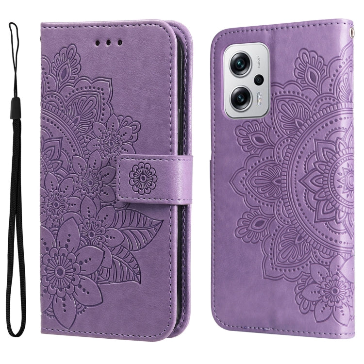 For Xiaomi Redmi Note 11T Pro/Poco X4 GT 7-petal Flowers Embossing Leather Case