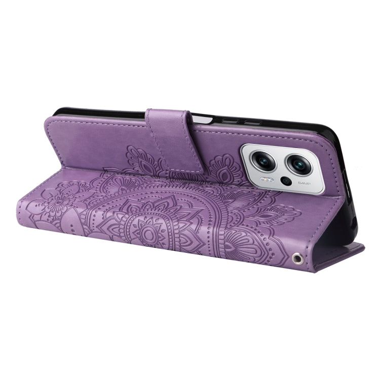 For Xiaomi Redmi Note 11T Pro/Poco X4 GT 7-petal Flowers Embossing Leather Case