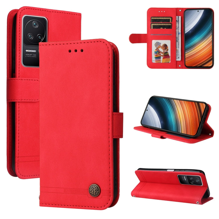 For Xiaomi Redmi K40S / Poco F4 Skin Feel Life Tree Metal Button Leather Case