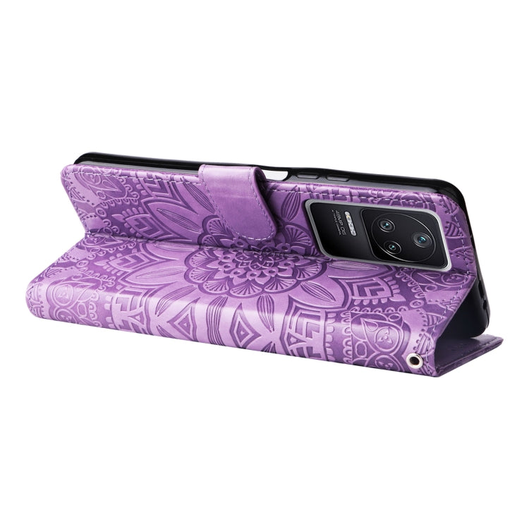 For Xiaomi Redmi K40S / Poco F4 Embossed Sunflower Leather Phone Case